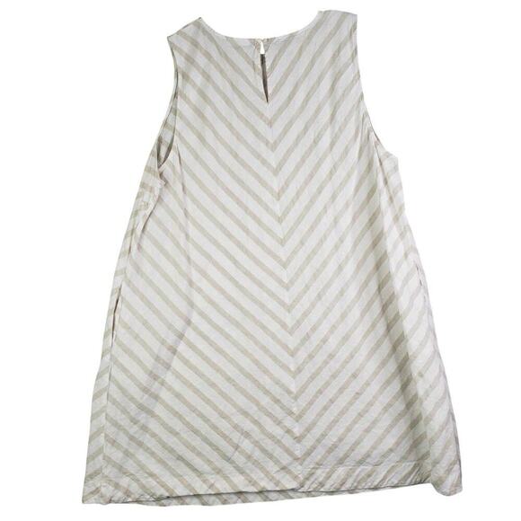 Liz Claiborne Shift Dress Linen Chevron Beige Stripe Sleeveless Womens Plus 3X - Picture 3 of 11